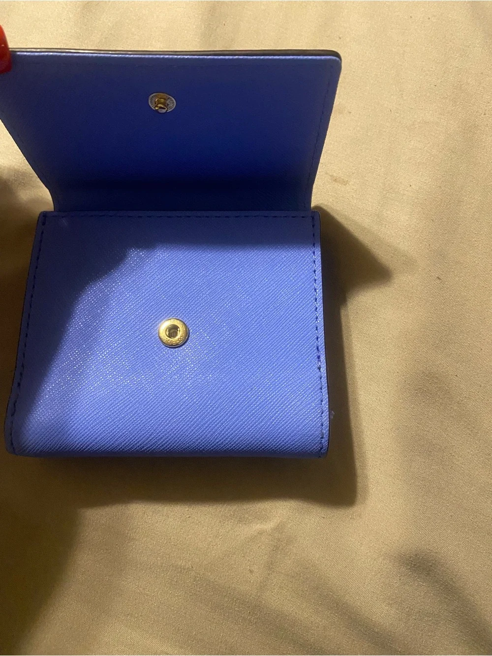 kate spade Periwinkle Saffiano Leather Fold Wallet with Gold Logo